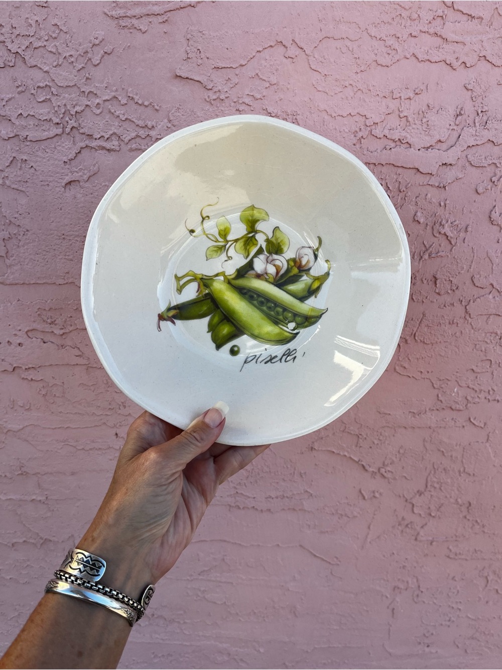 Effetti d’ Arte Bowl Handmade Italy Vegetable Peas Italian Crackled